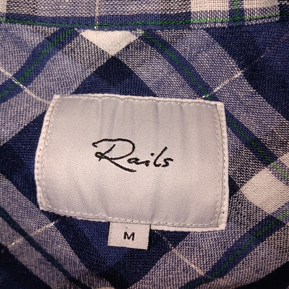 Rails blue and white plaid tie front blouse. - Picture 4 of 8